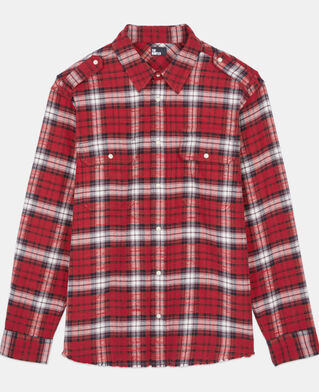 The Kooples HOMME BLACK-RED-WHITE surchemise &agrave; carreaux rouges et blancs