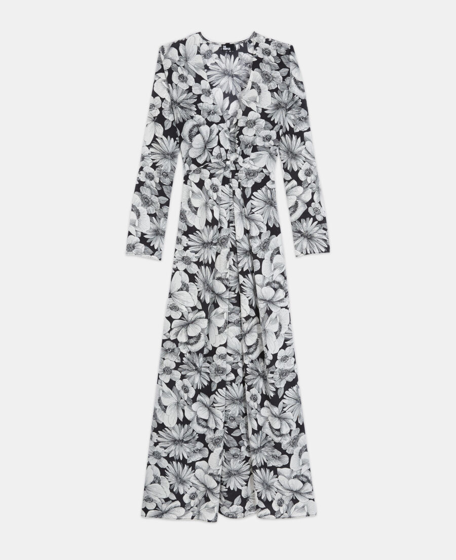 vestido largo seda floral