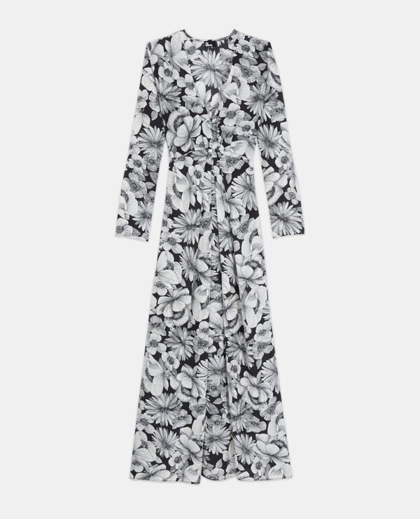 long floral silk dress