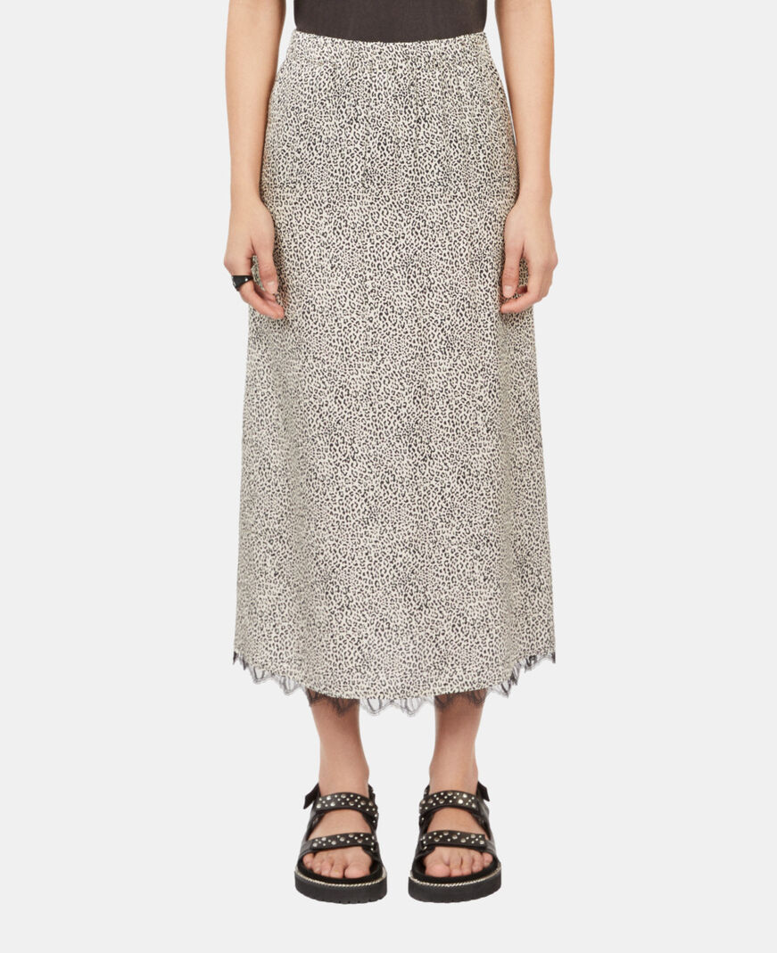 The Kooples F BLACK WHITE long printed skirt
