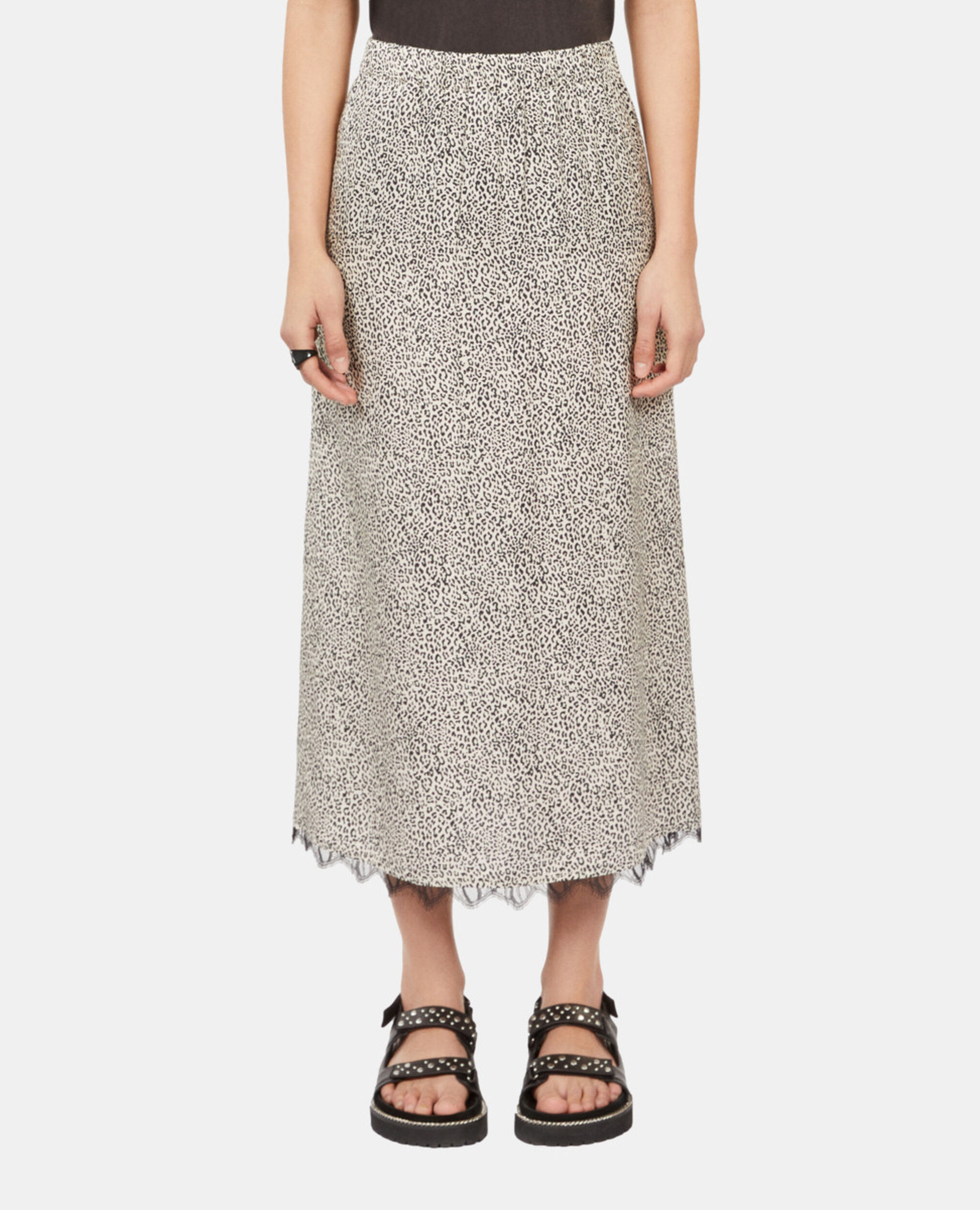 Long printed skirt, BLACK WHITE, hi-res image number null