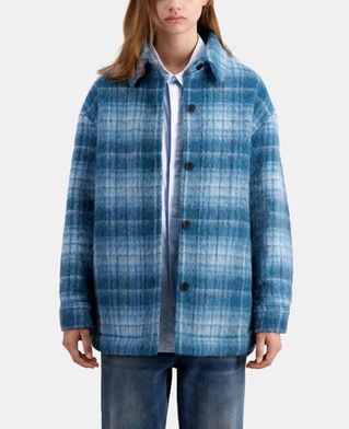 The Kooples FEMME BLUE BEIGE blouson style surchemise à carreaux bleus