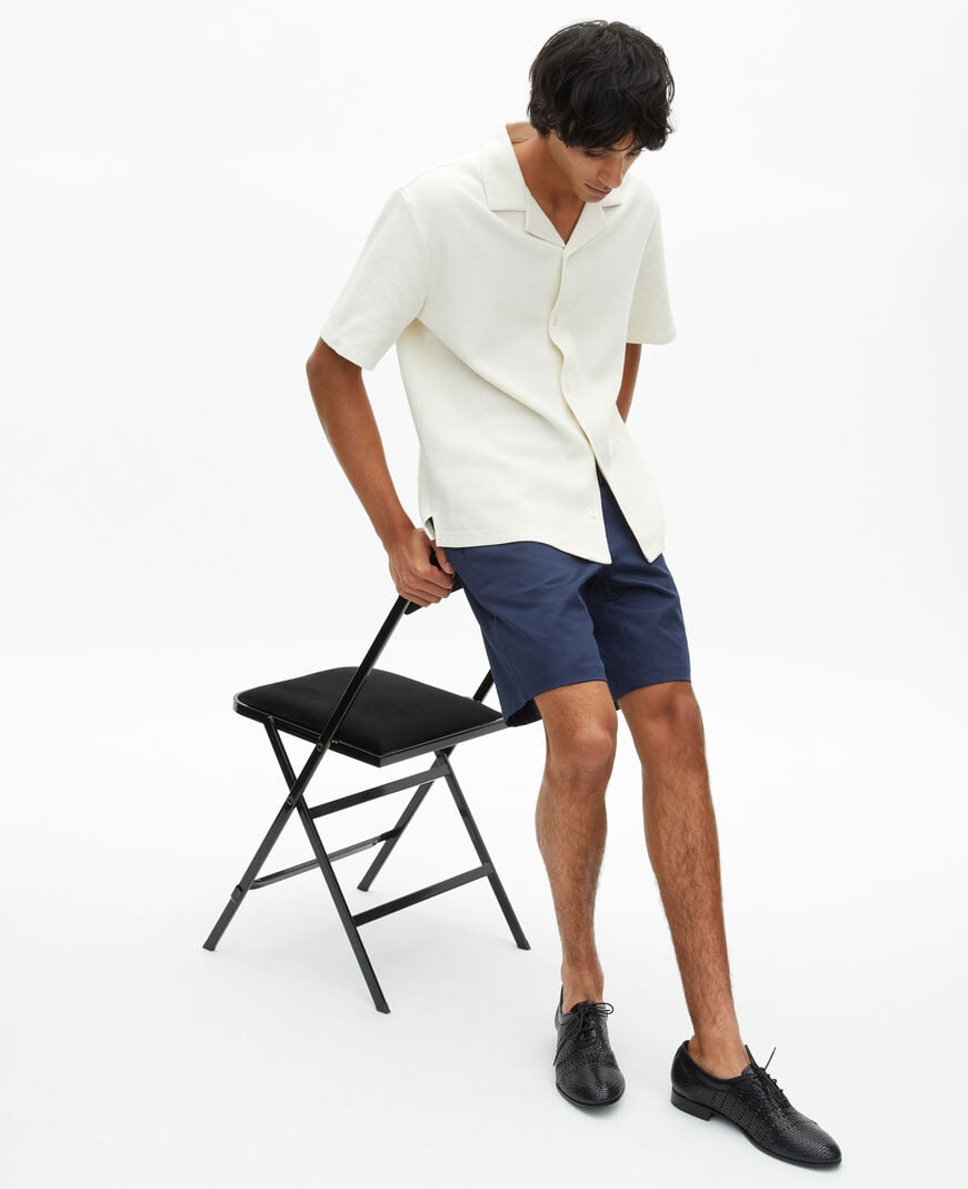 The Kooples H ECRU ecru honeycomb short-sleeve shirt