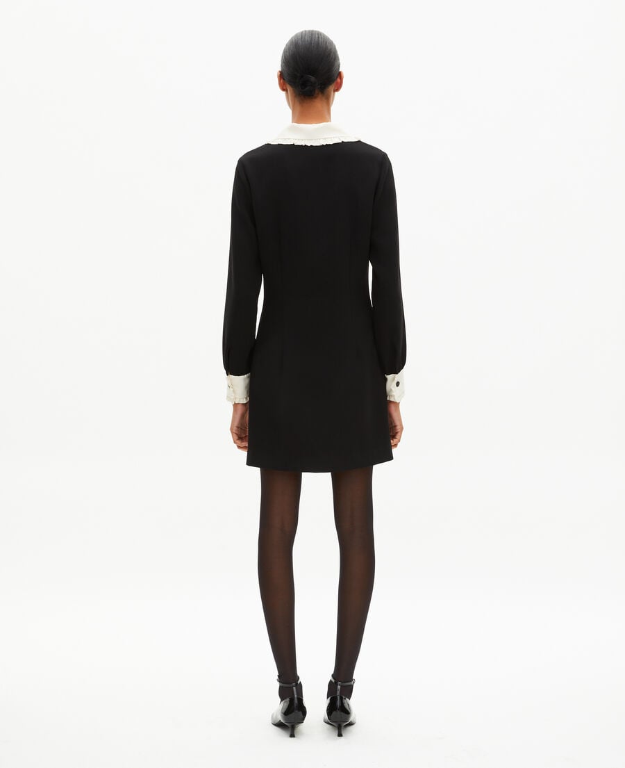 The Kooples WOMEN BLACK short black dress with contrasting collar