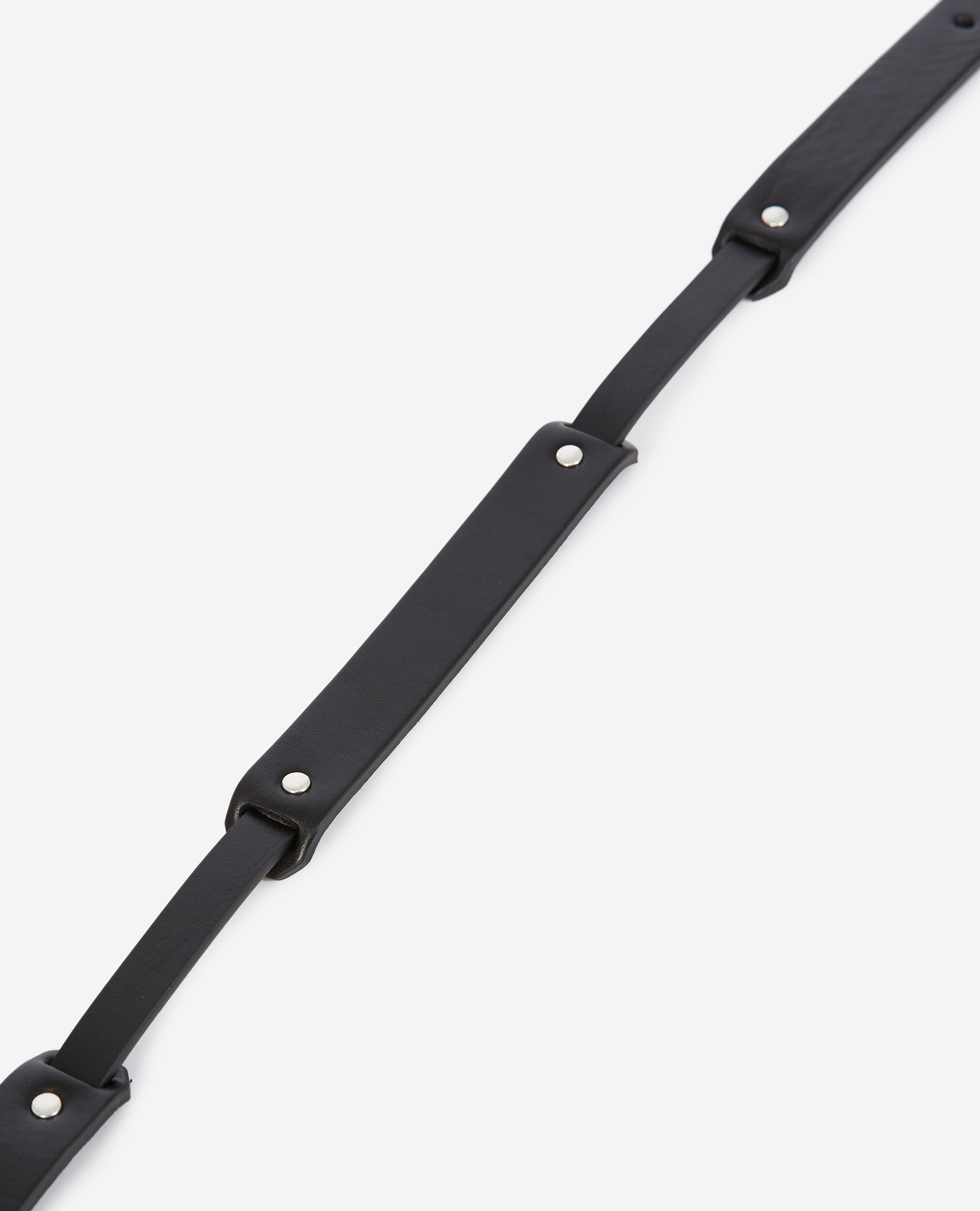 Skinny leather belt with cut-outs, BLACK, hi-res image number null