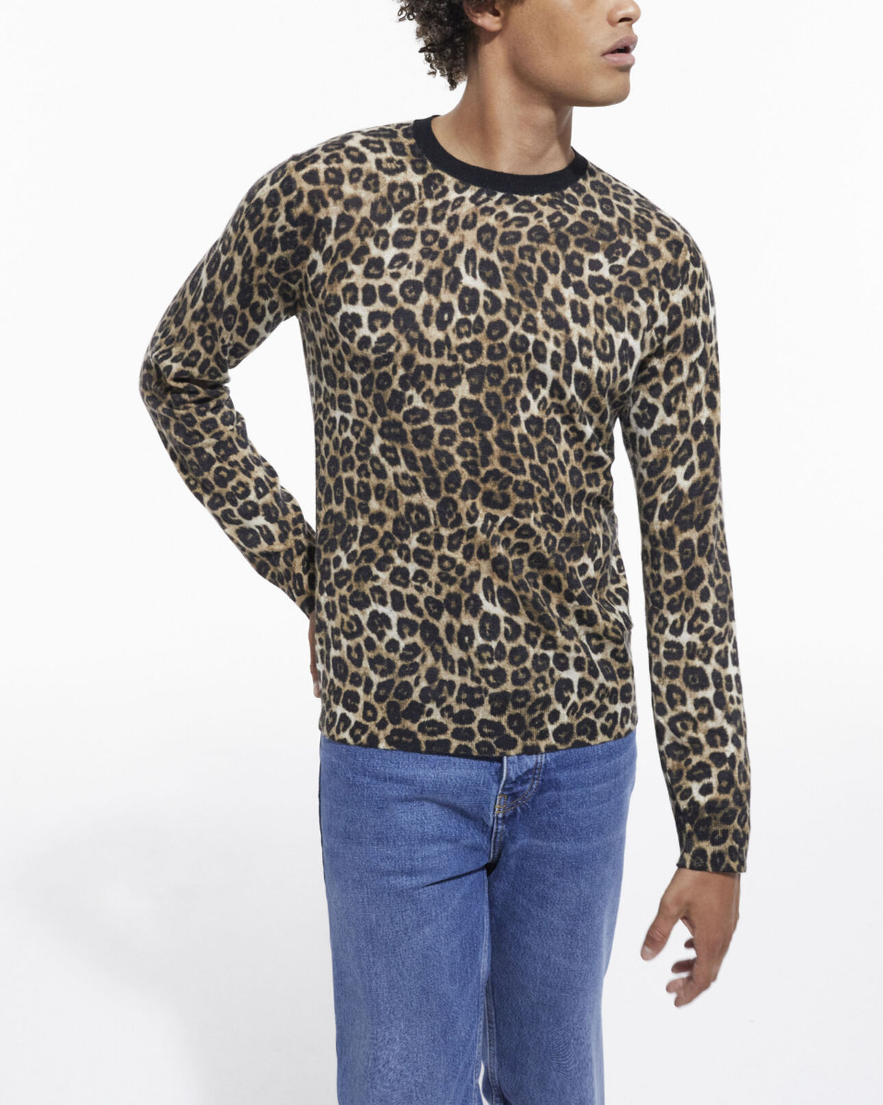 The Kooples MEN LEOPARD leopard print cashmere sweater