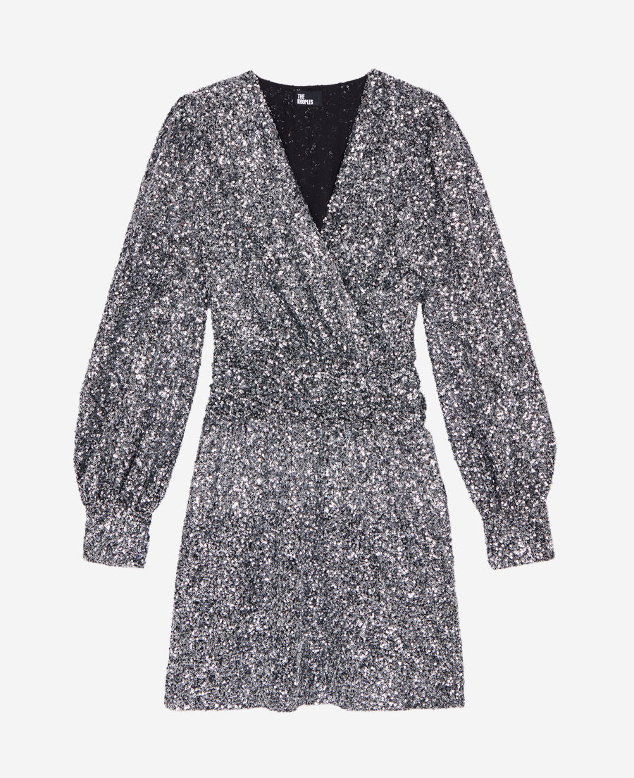 The Kooples FEMME SILVER robe courte argentée à sequins