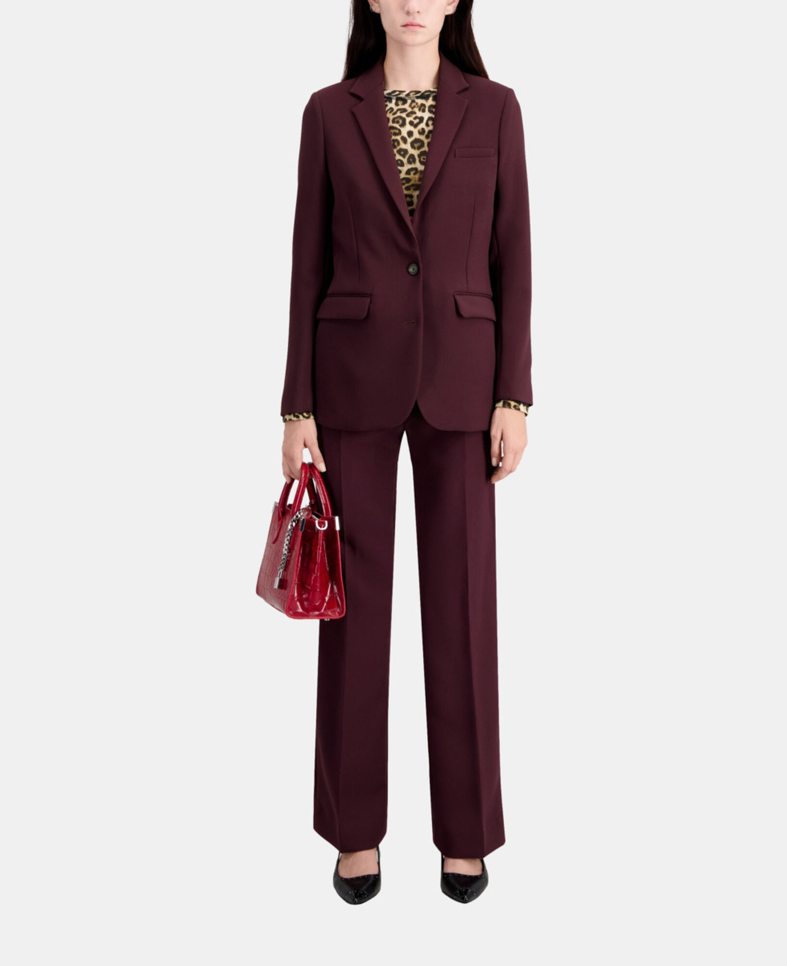 The Kooples FEMME BURGUNDY veste tailleur bordeaux en crêpe