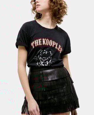 The Kooples WOMEN BLACK short black leather skirt