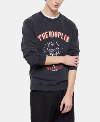 The Kooples HOMME BLACK WASHED sweatshirt sérigraphié noir