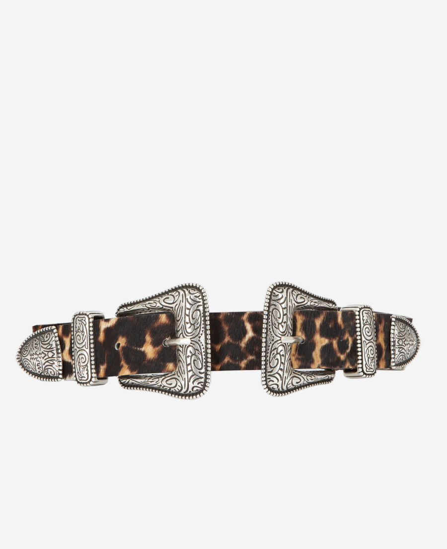 leopard print leather belt