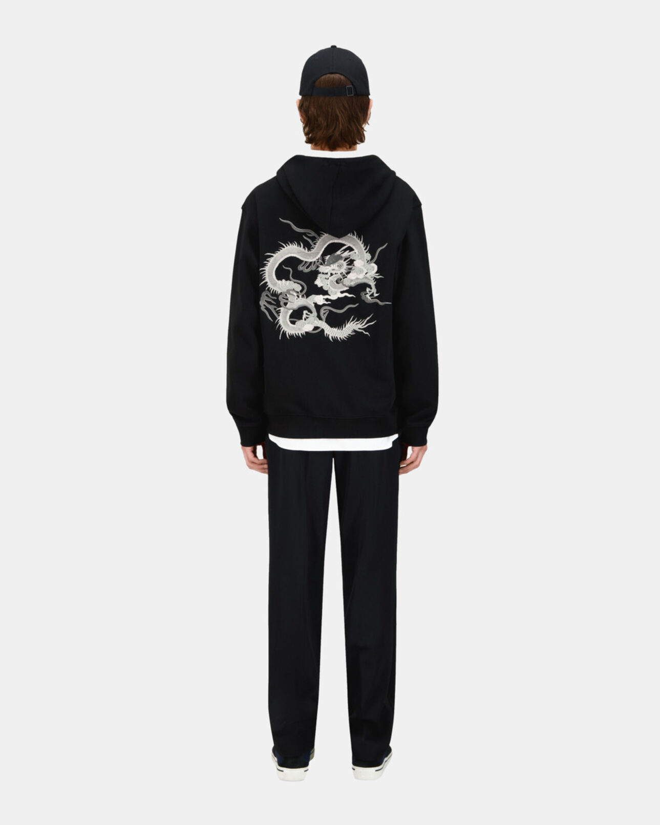 The Kooples MEN BLACK black hoodie with dragon embroidery