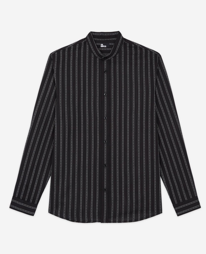 The Kooples H BLACK black striped shirt with officer collar