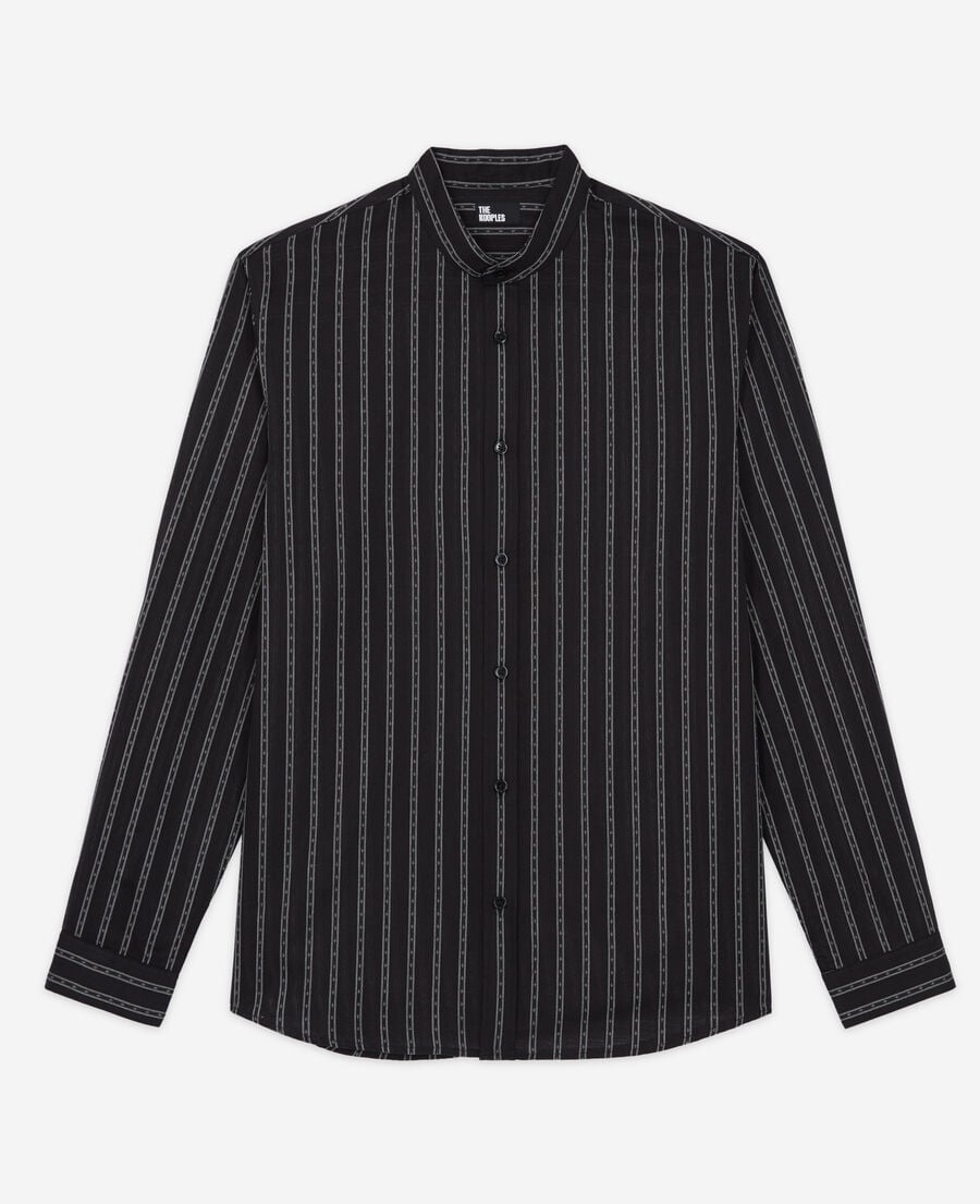 The Kooples H BLACK black striped shirt with officer collar