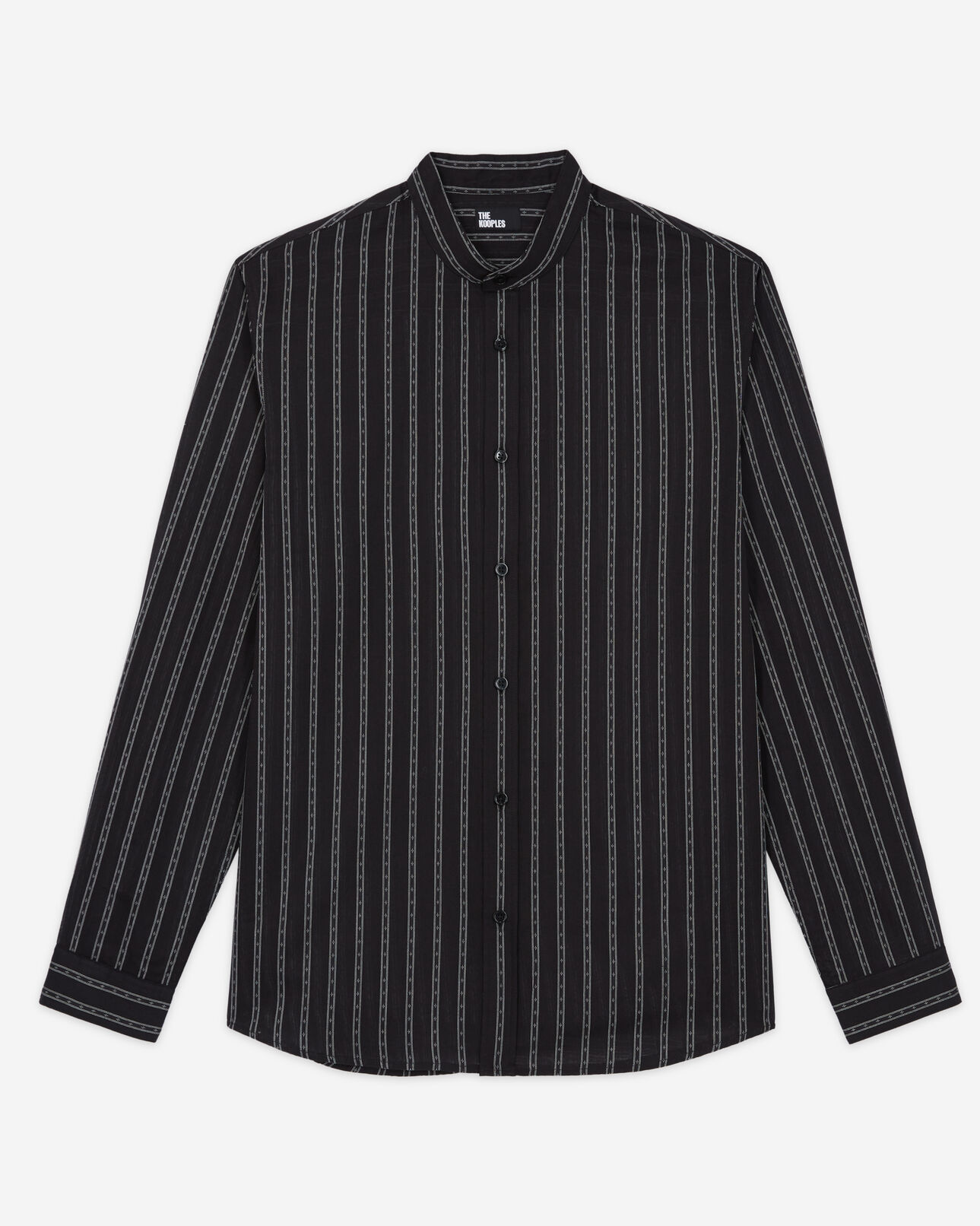 The Kooples MEN BLACK black striped shirt with officer collar
