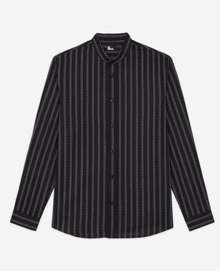 The Kooples H BLACK black striped shirt with officer collar