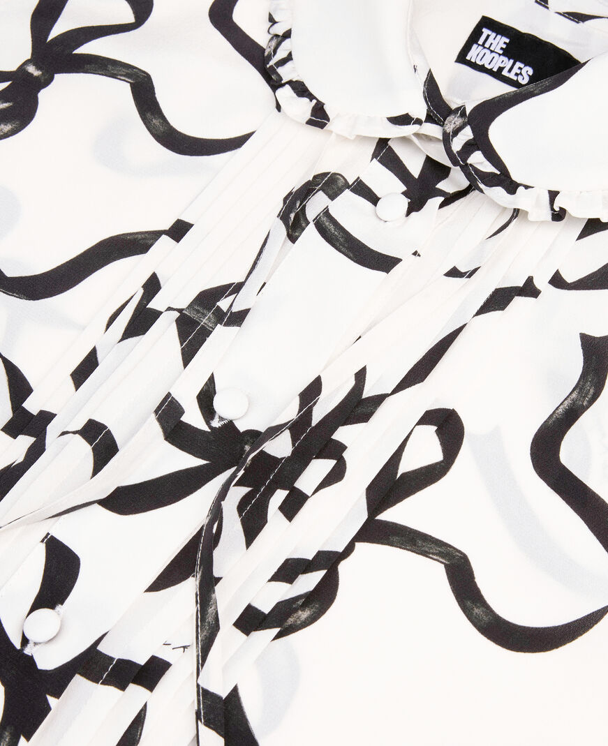 The Kooples WOMEN WHITE / BLACK ribbon print silk shirt