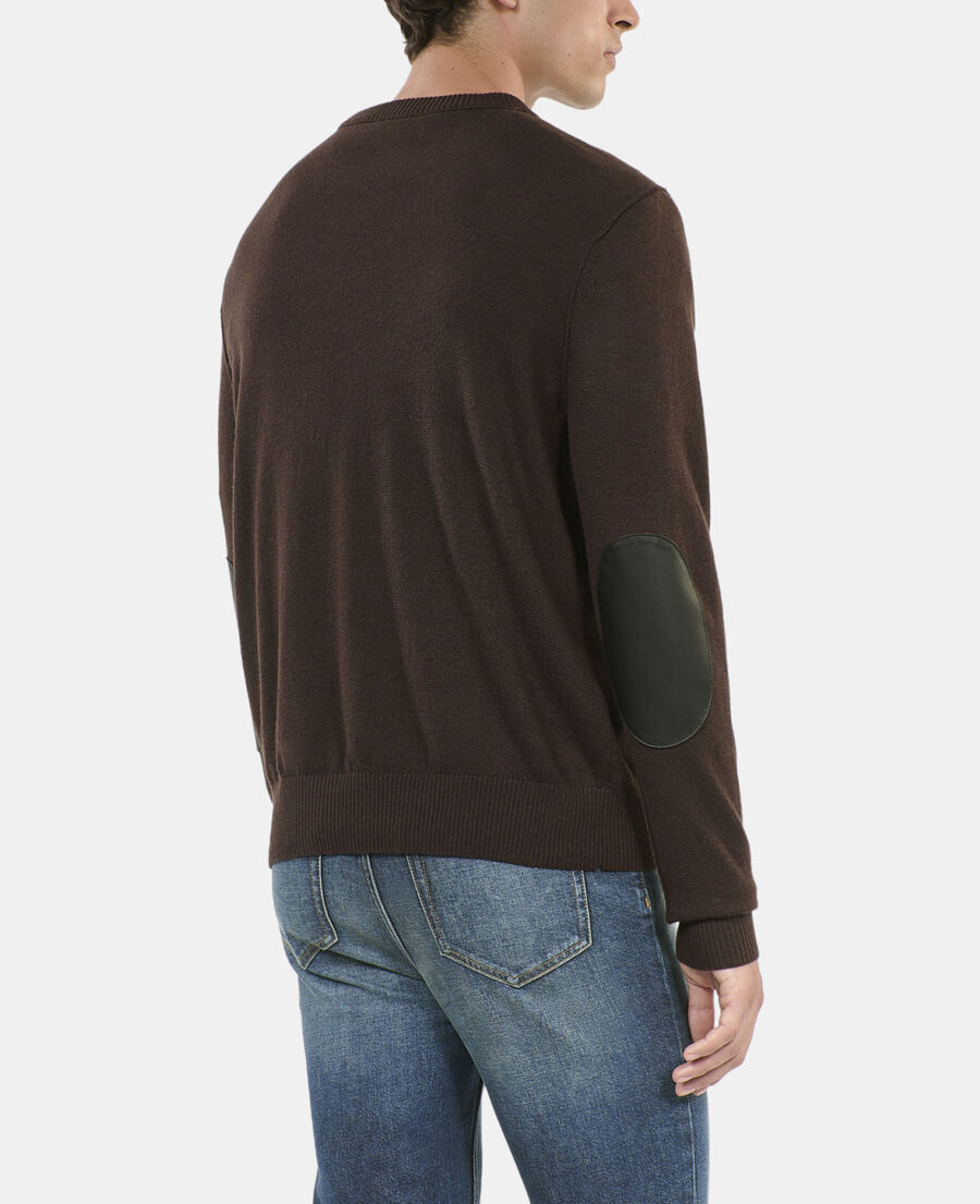 The Kooples MEN DARK BROWN brown wool sweater