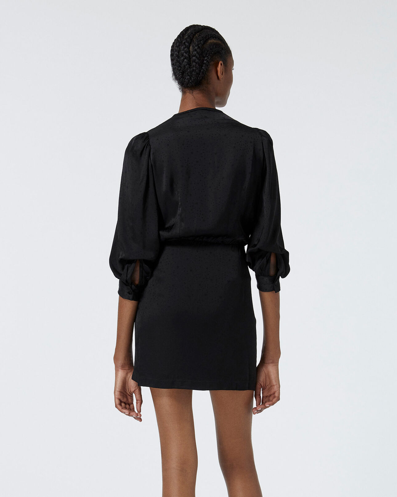 The Kooples WOMEN BLACK printed jacquard black wrap dress
