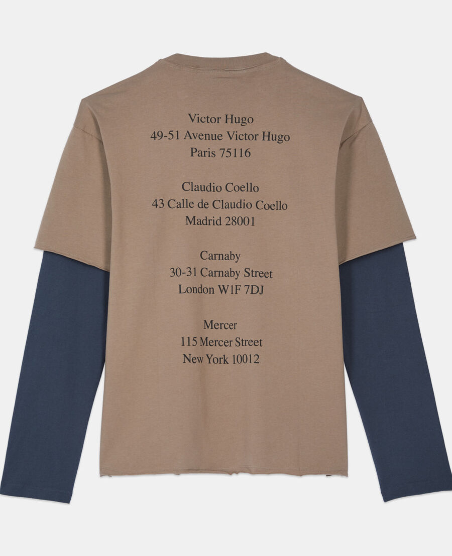 The Kooples HERREN BEIGE KAKI lang&auml;rmeliges, khakifarbenes t-shirt