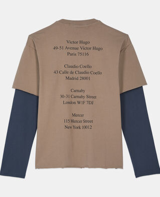 The Kooples HERREN BEIGE KAKI lang&auml;rmeliges, khakifarbenes t-shirt