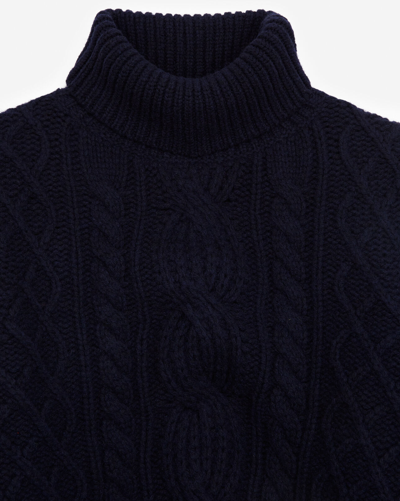The Kooples FEMME NAVY pull laine à torsades marine col roulé