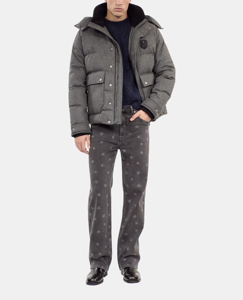 The Kooples HOMME GRIS CLAIR doudoune en flanelle grise