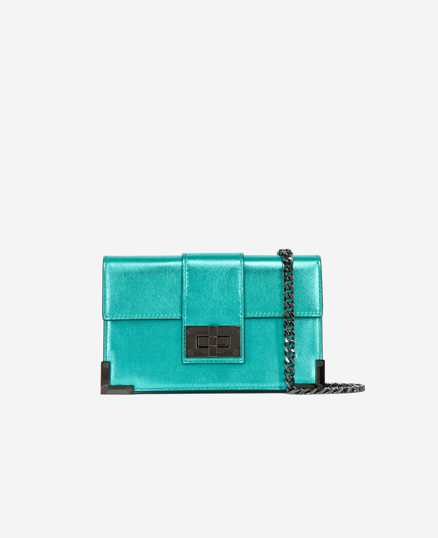 small emily clutch bag in green leather