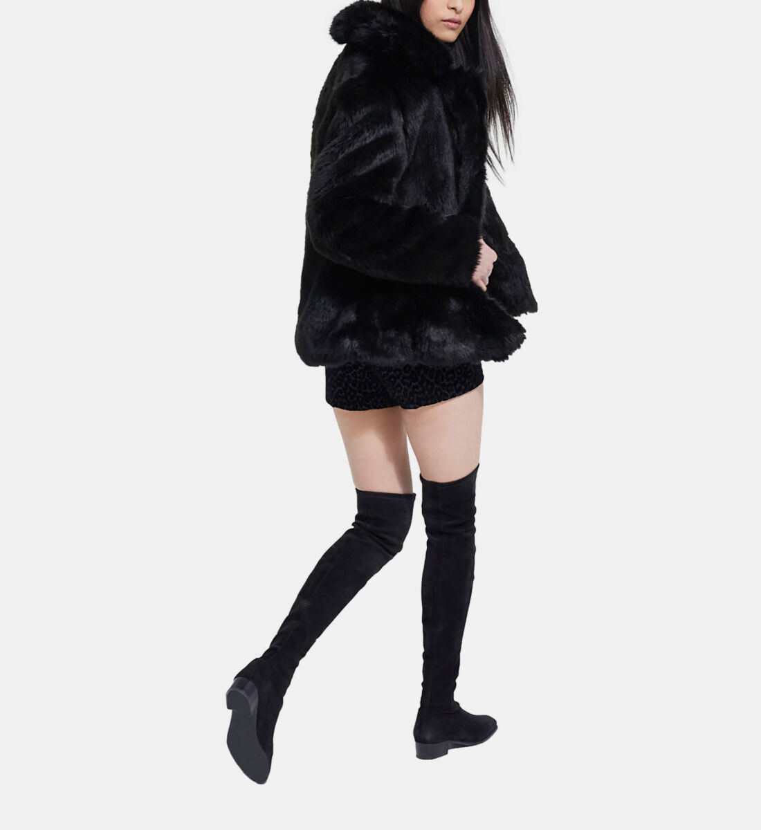 Black faux new arrivals fur jacket zara