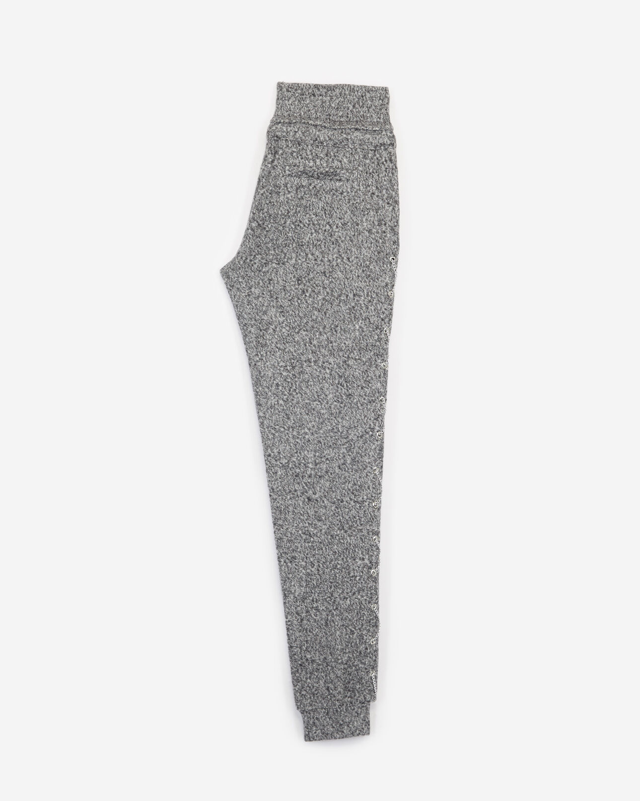 The Kooples FEMME GREY MELANGE jogging molleton gris détail chaîne