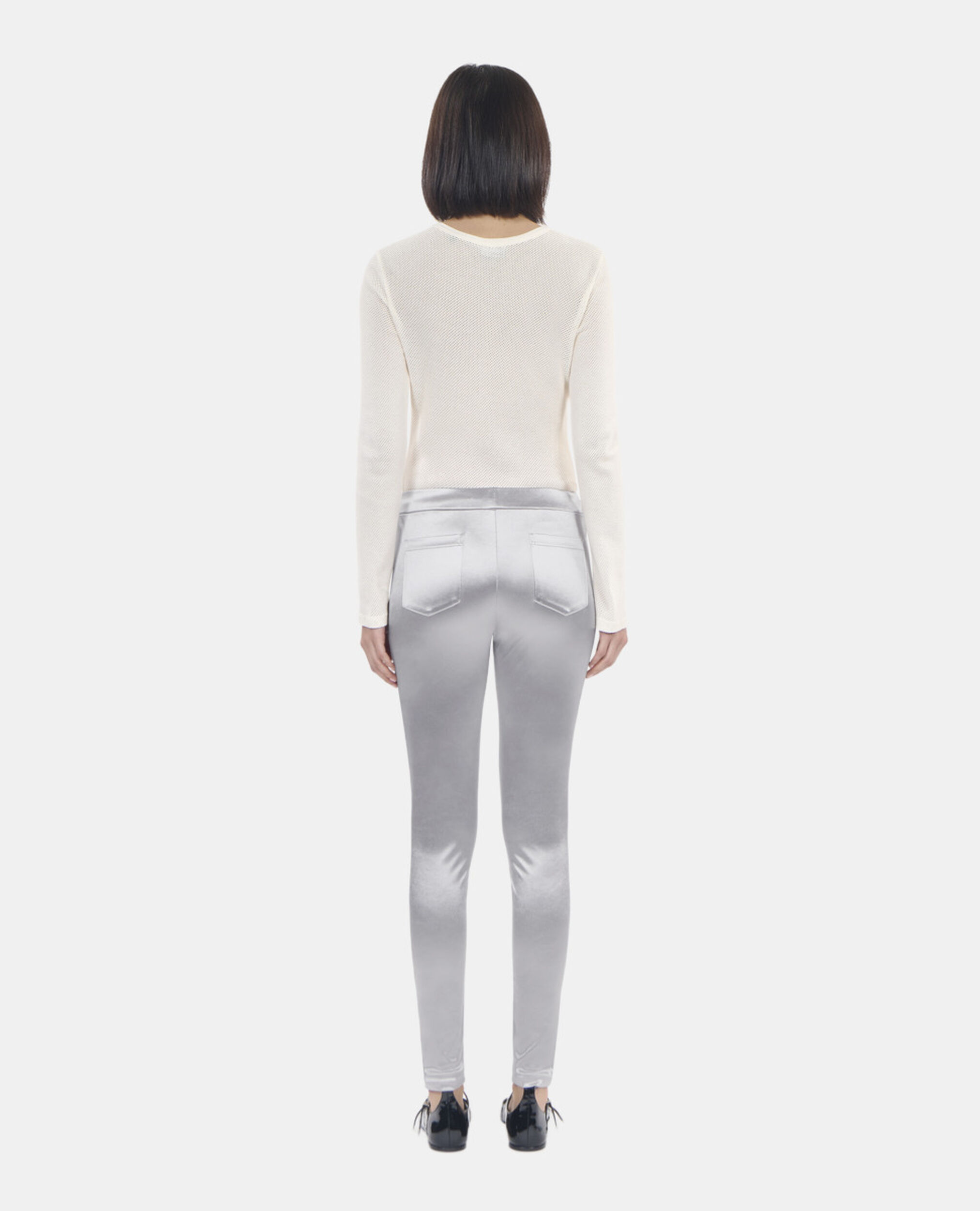 Silver satin leggings, SILVER, hi-res image number null