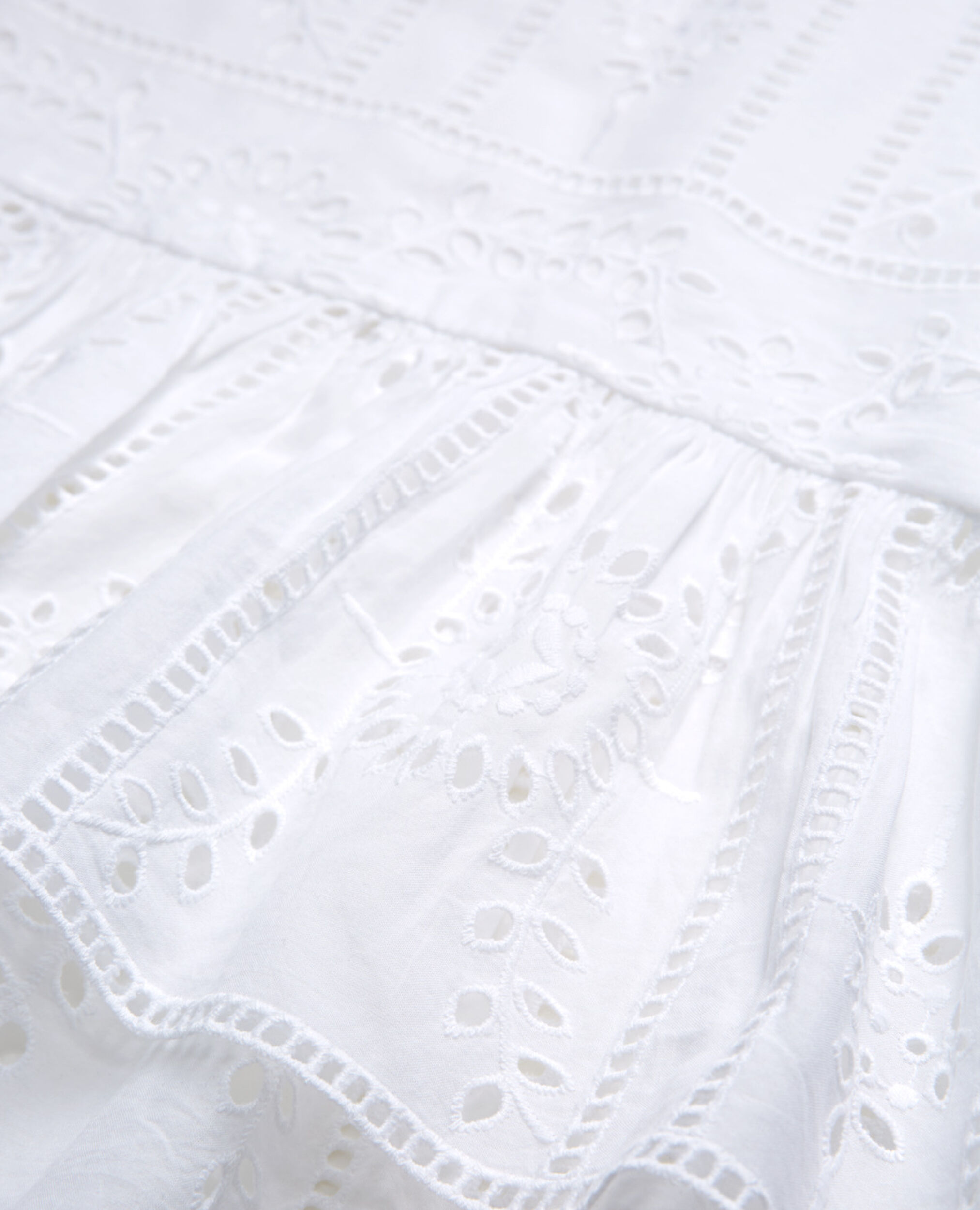 Jupe habillée blanche courte coton brodée, WHITE, hi-res image number null