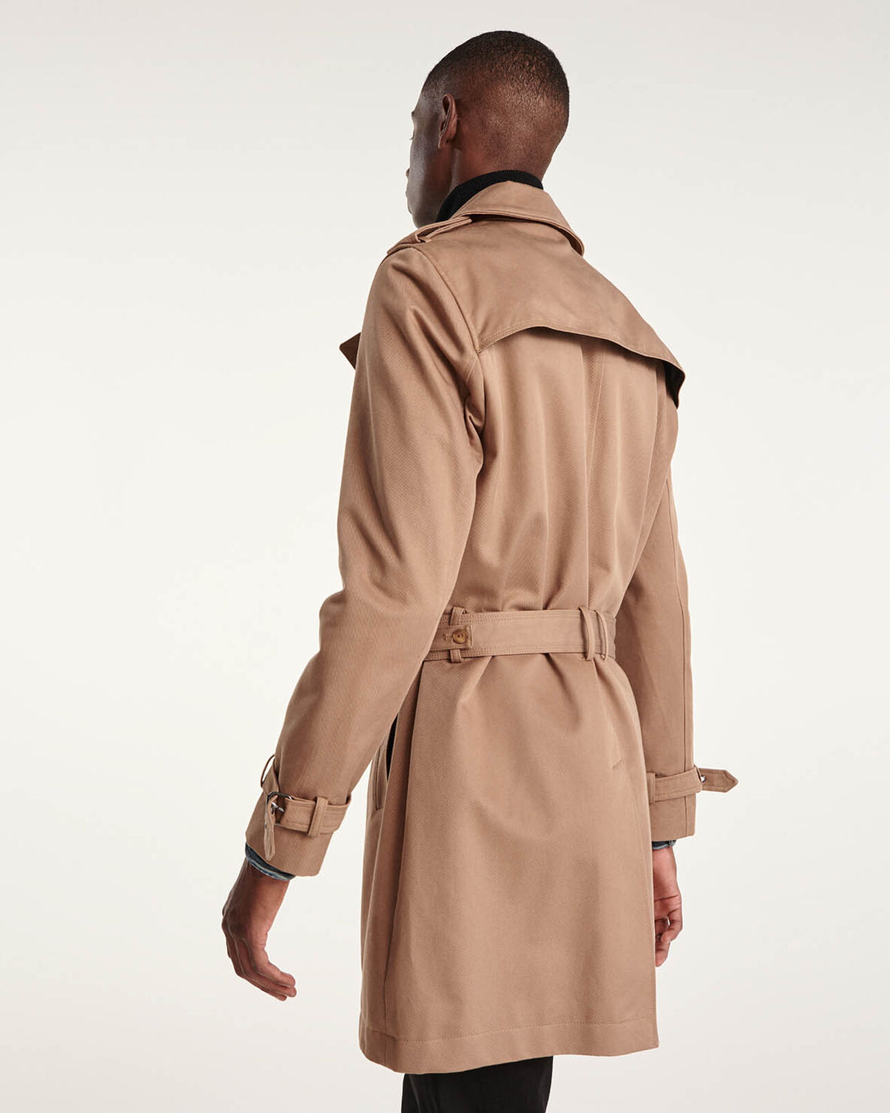 The Kooples MEN BEIGE beige belted double-breasted trench coat