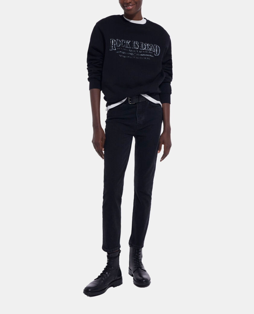 The Kooples FEMME BLACK WASHED sweat s&eacute;rigraphi&eacute; noir