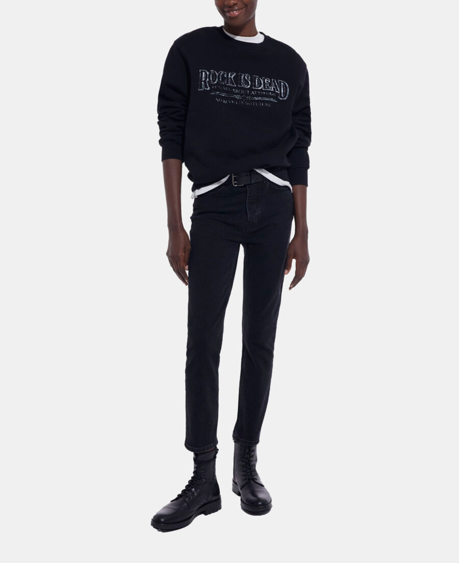 The Kooples FEMME BLACK WASHED sweat s&eacute;rigraphi&eacute; noir