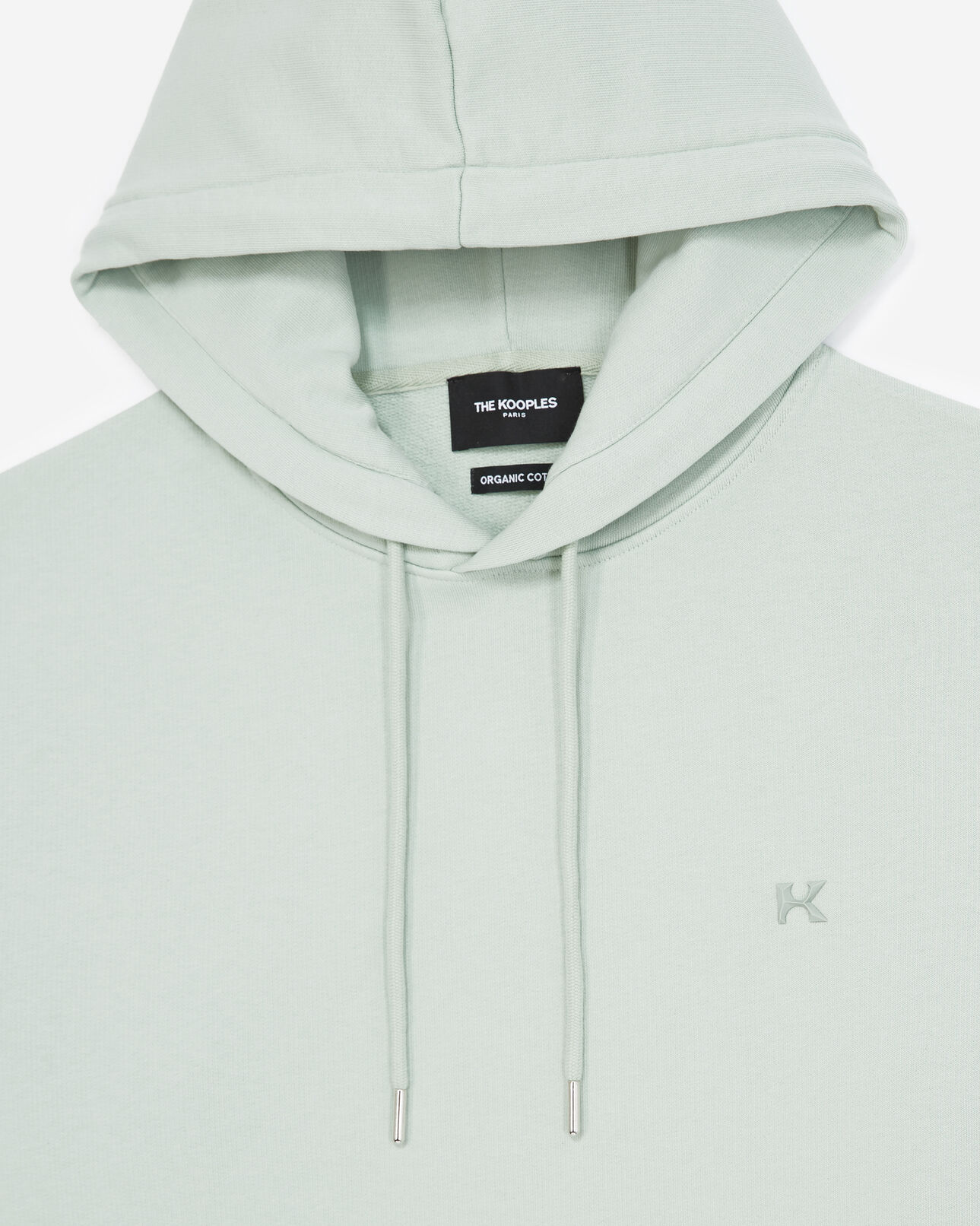 The Kooples HOMME FROSTY GREEN sweat capuche vert menthe à logo gomme