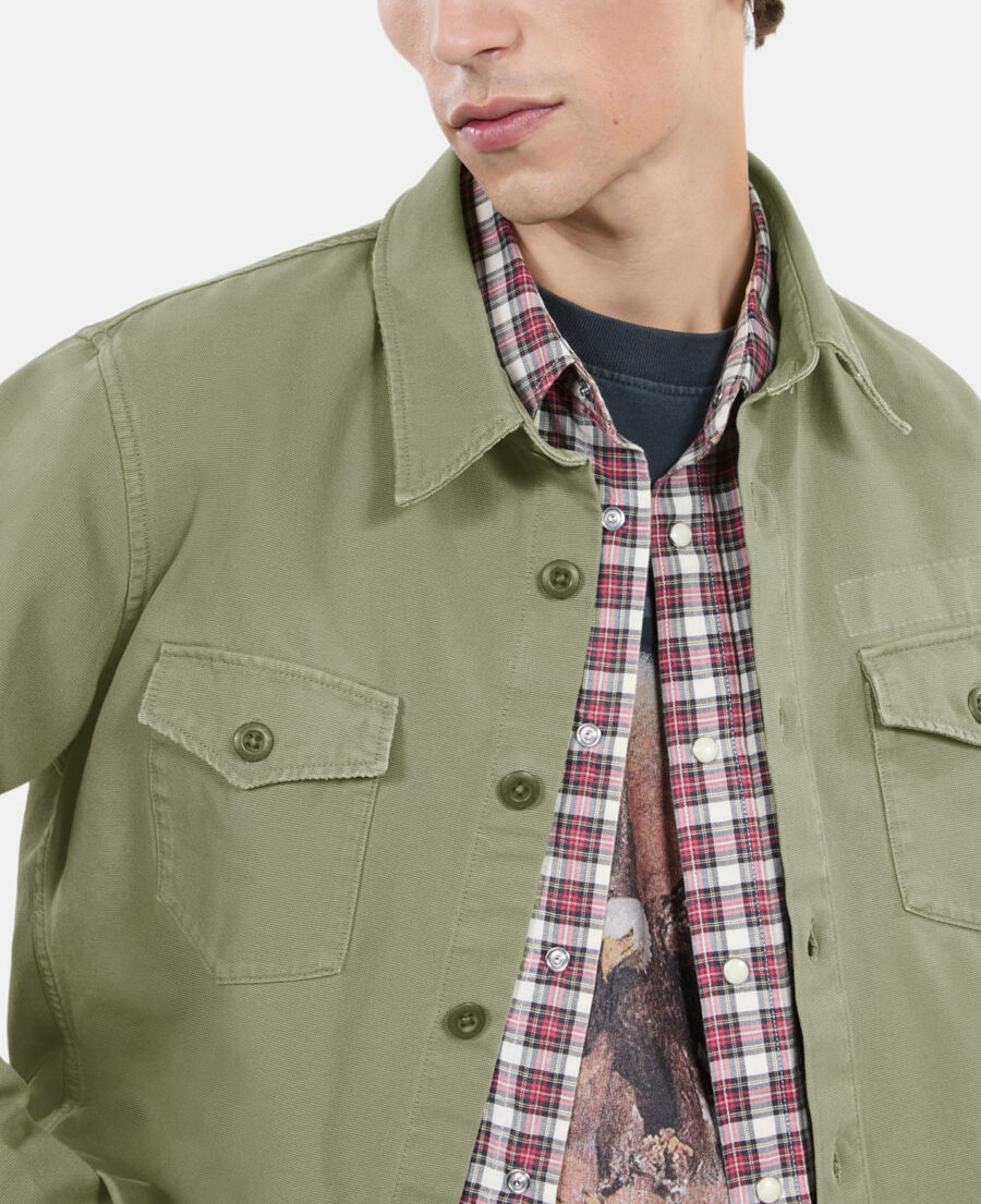 The Kooples HOMME OLIVE chemise en denim kaki