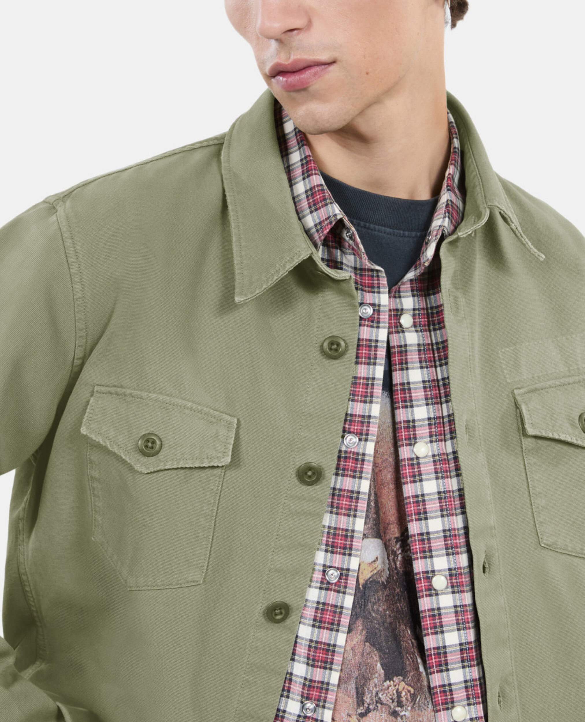 Chemise en denim kaki, OLIVE, hi-res image number null
