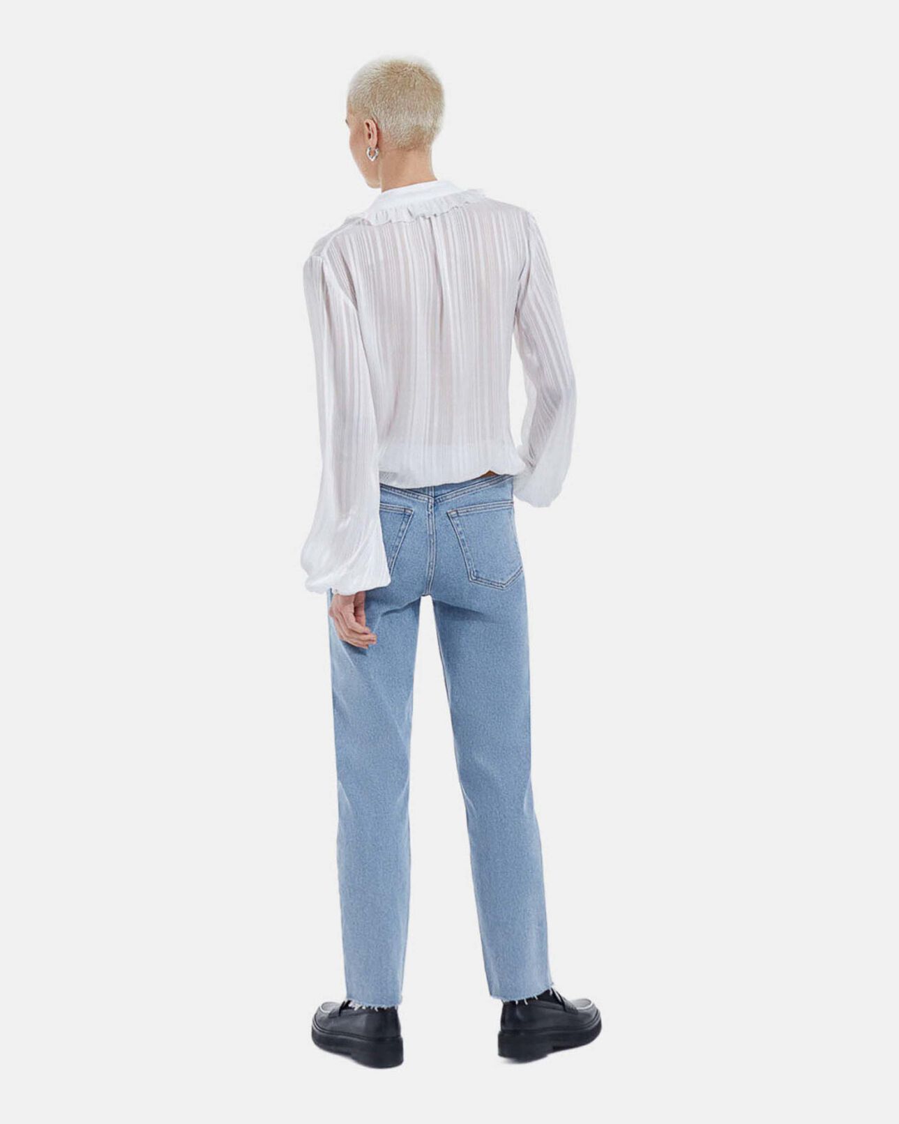 The Kooples FEMME WHITE top fluide écru à col noué effet rayé