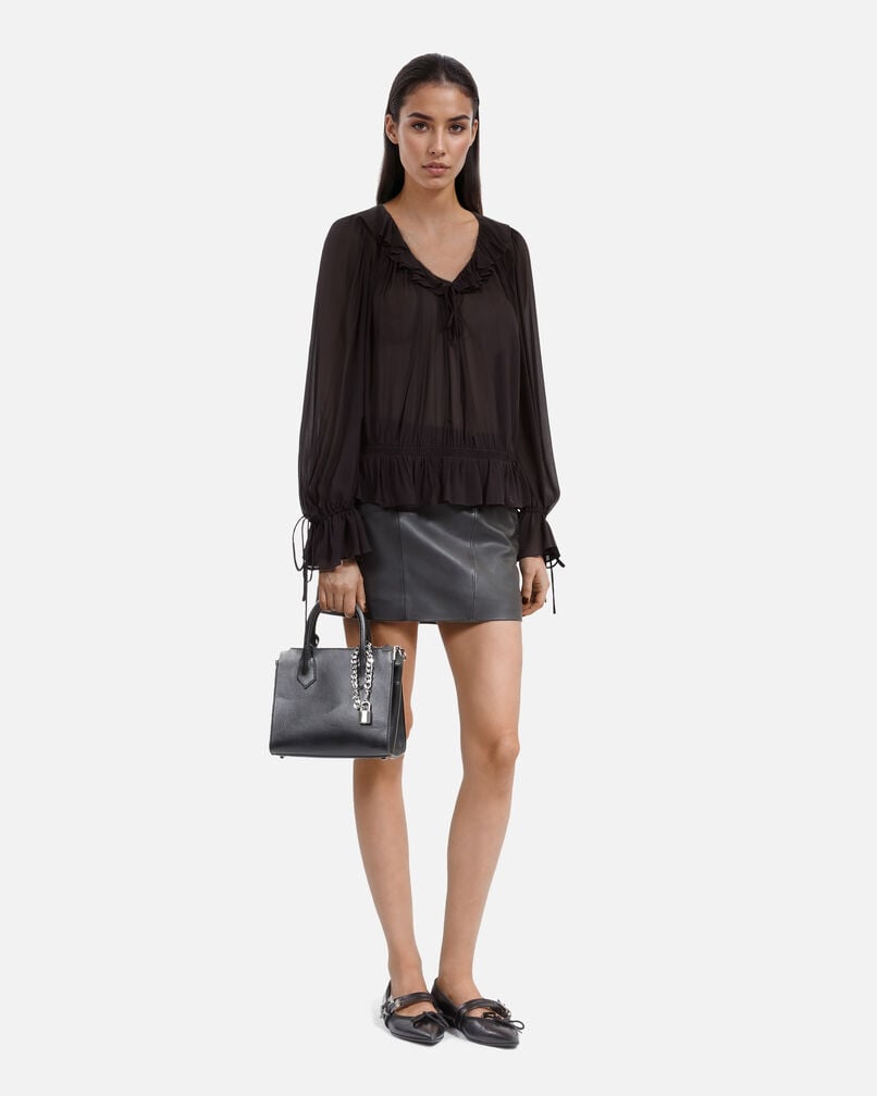 The Kooples DAMEN BLACK STONE schwarze bluse mit rüschen