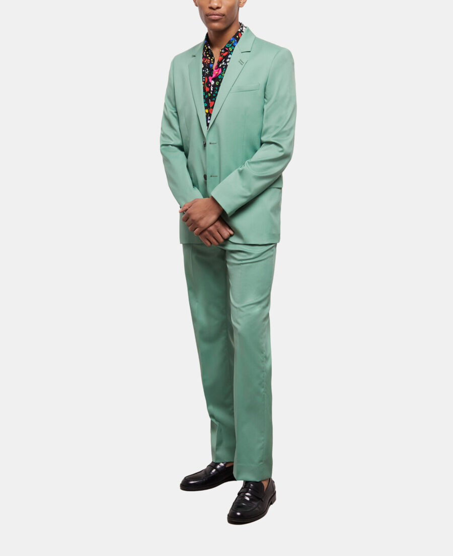 green wool suit pants