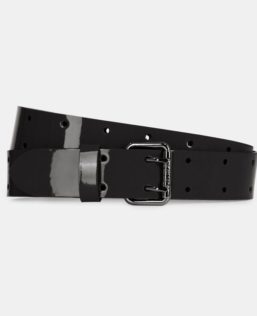 black vinyl style leather belt