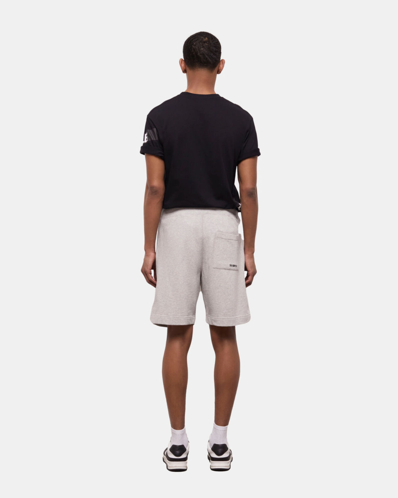 The Kooples MEN GRIS CLAIR light gray fleece shorts