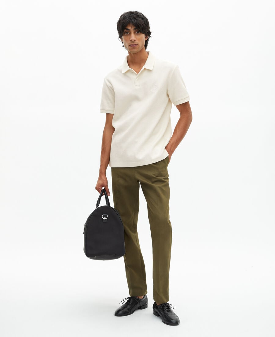 The Kooples MEN ECRU honeycomb polo shirt with ecru crest