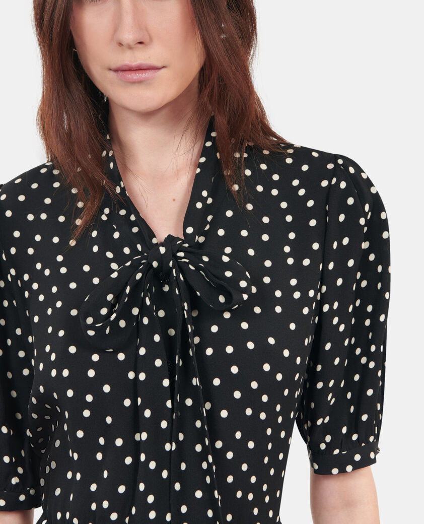 The Kooples FEMME BLACK WHITE robe courte &agrave; pois noire