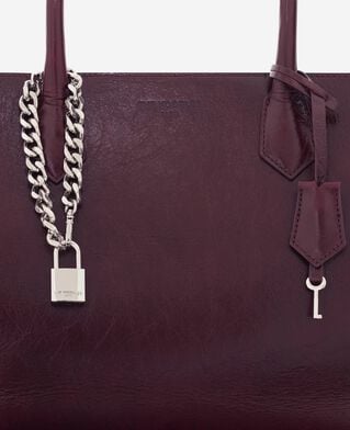 The Kooples F BORDEAUX ming l tote bag in burgundy cracked leather