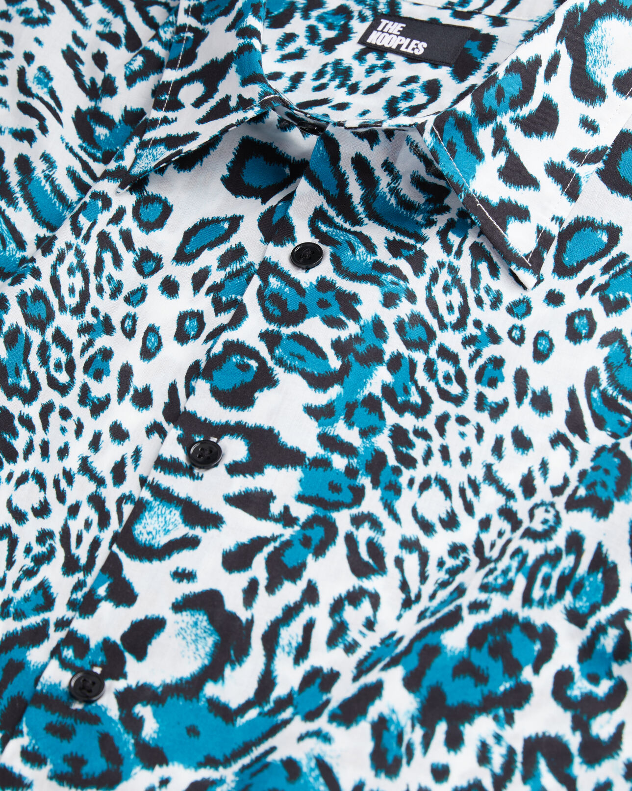 The Kooples HOMME BLUE WHITE chemise imprimée manches courtes en coton