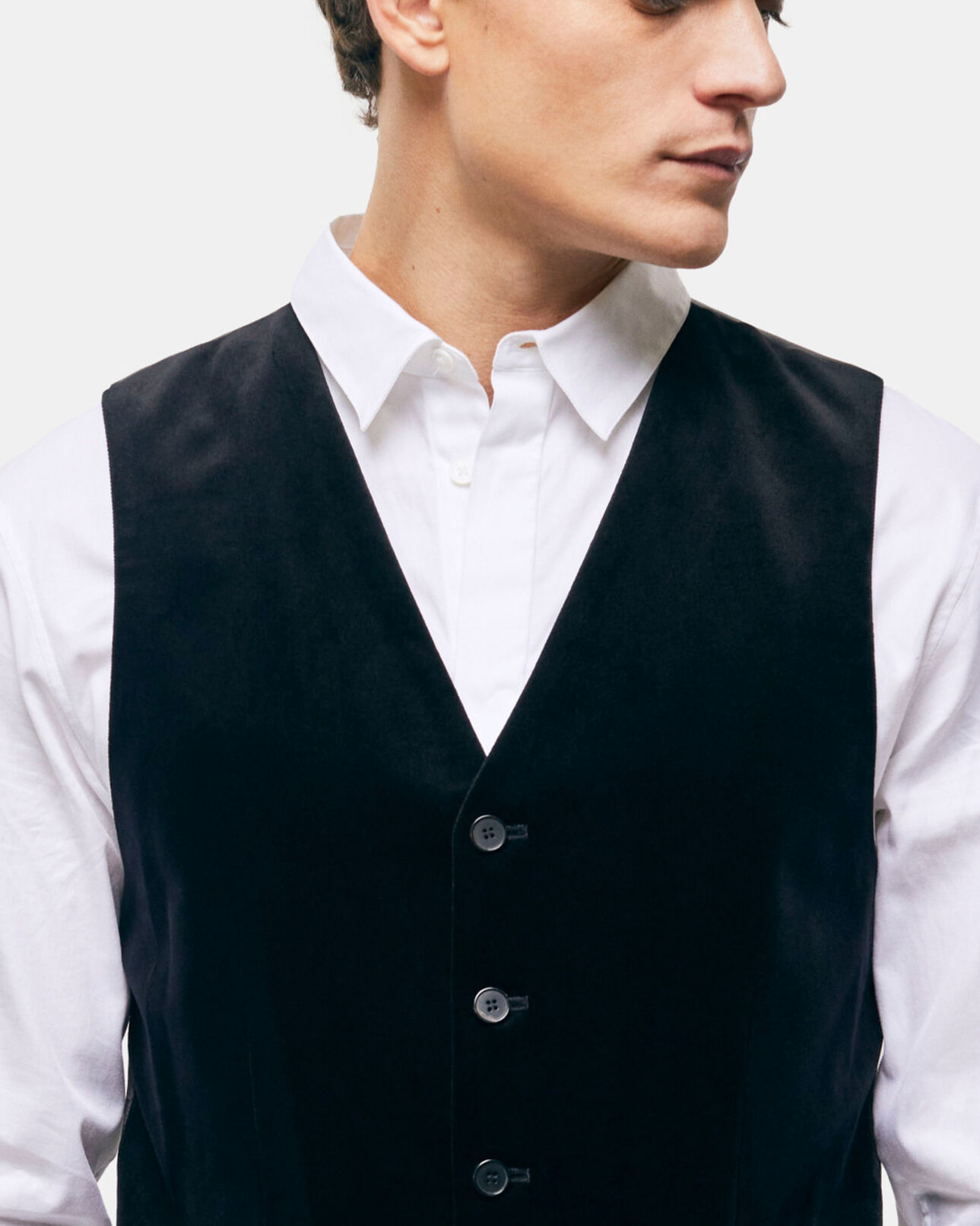 The Kooples MEN BLACK black velvet suit vest