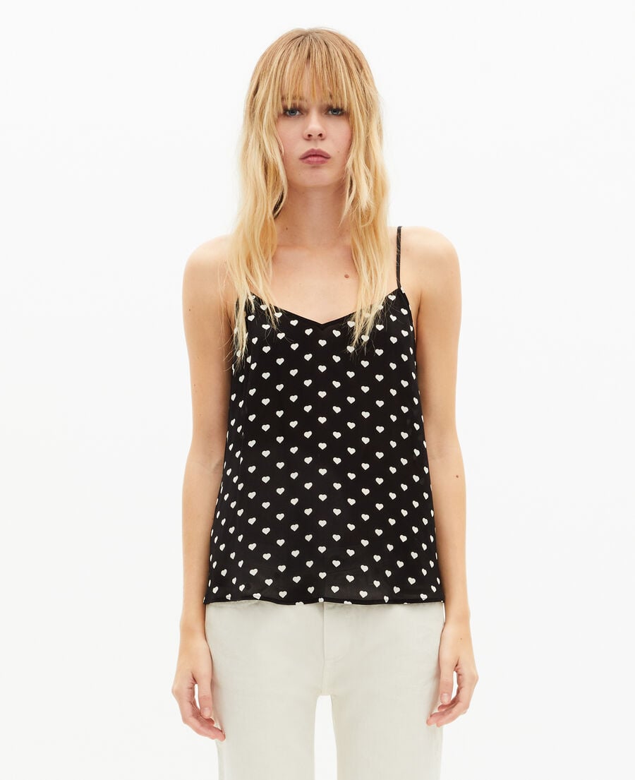The Kooples WOMEN BLACK WHITE black heart print camisole