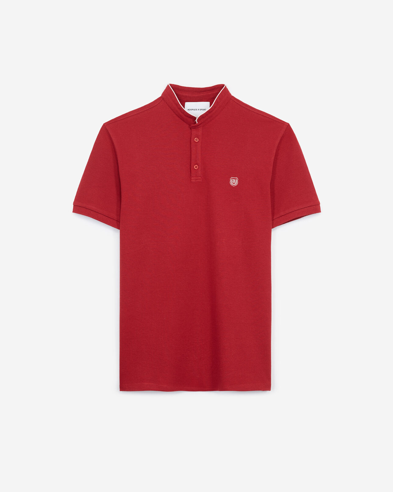 The Kooples H OPERA RED MEL / BABY PINK red slim-fit polo shirt with stand-up collar